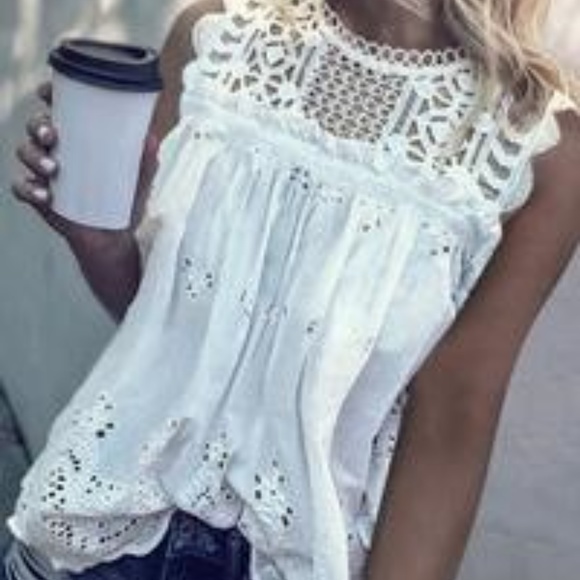 White Sleeveless Top - Picture 1 of 2